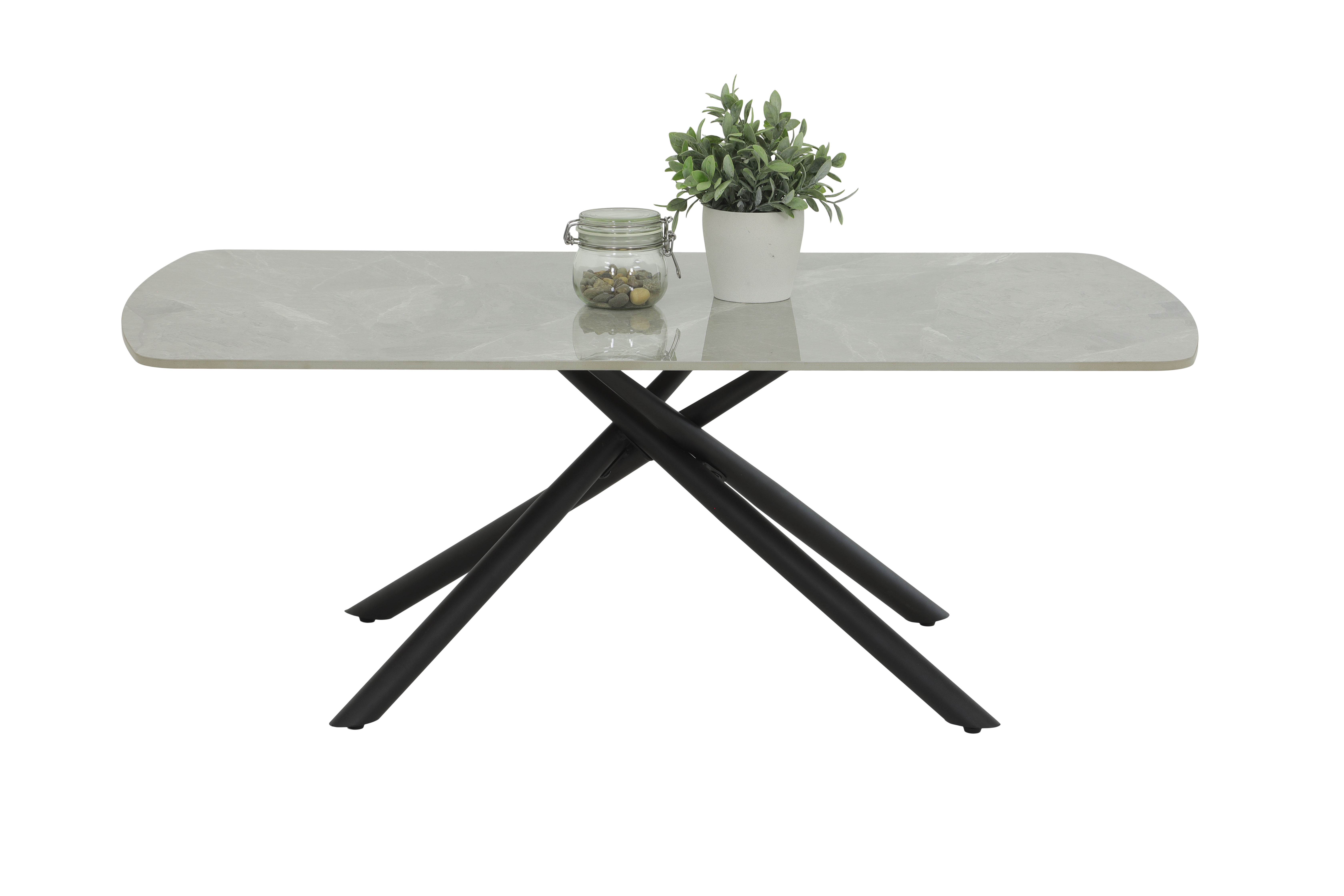 Couchtisch in Marmoroptik grau/schwarz 12/03, Moebel, Tabelle, Esstisch, Kaffeetisch, Pflanze