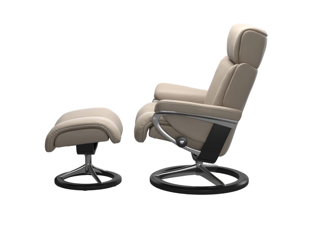 Stressless Sessel mit Hocker MAGIC ca. B91 H102 T150 cm in Leder Paloma 45 muschroom