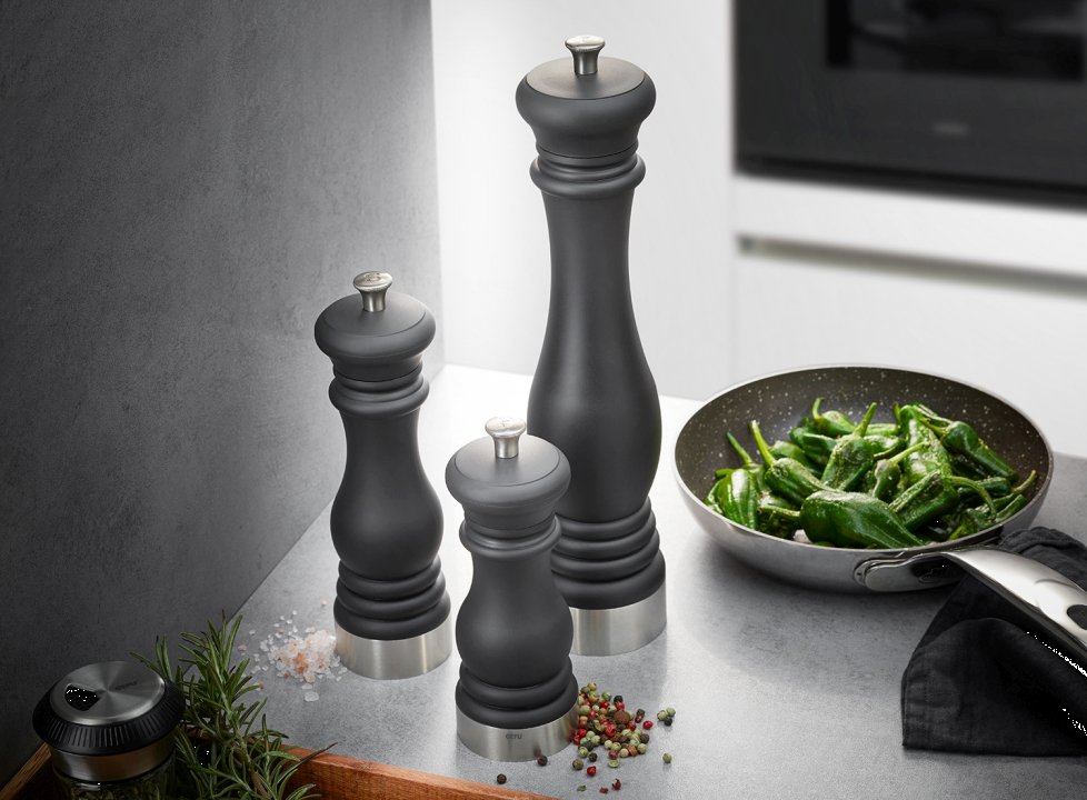 GEFU Salz- oder Pfeffermühle Flavio schwarz/silber