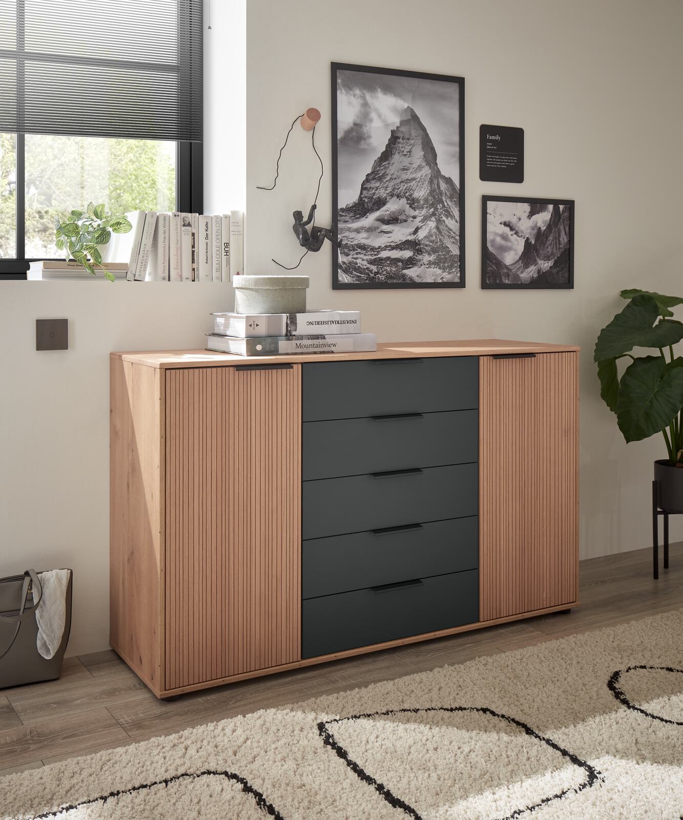 Wiemann Kombikommode VALETTA ca. B141 H86 T43 cm in **Bianco Eiche teilmassiv A39