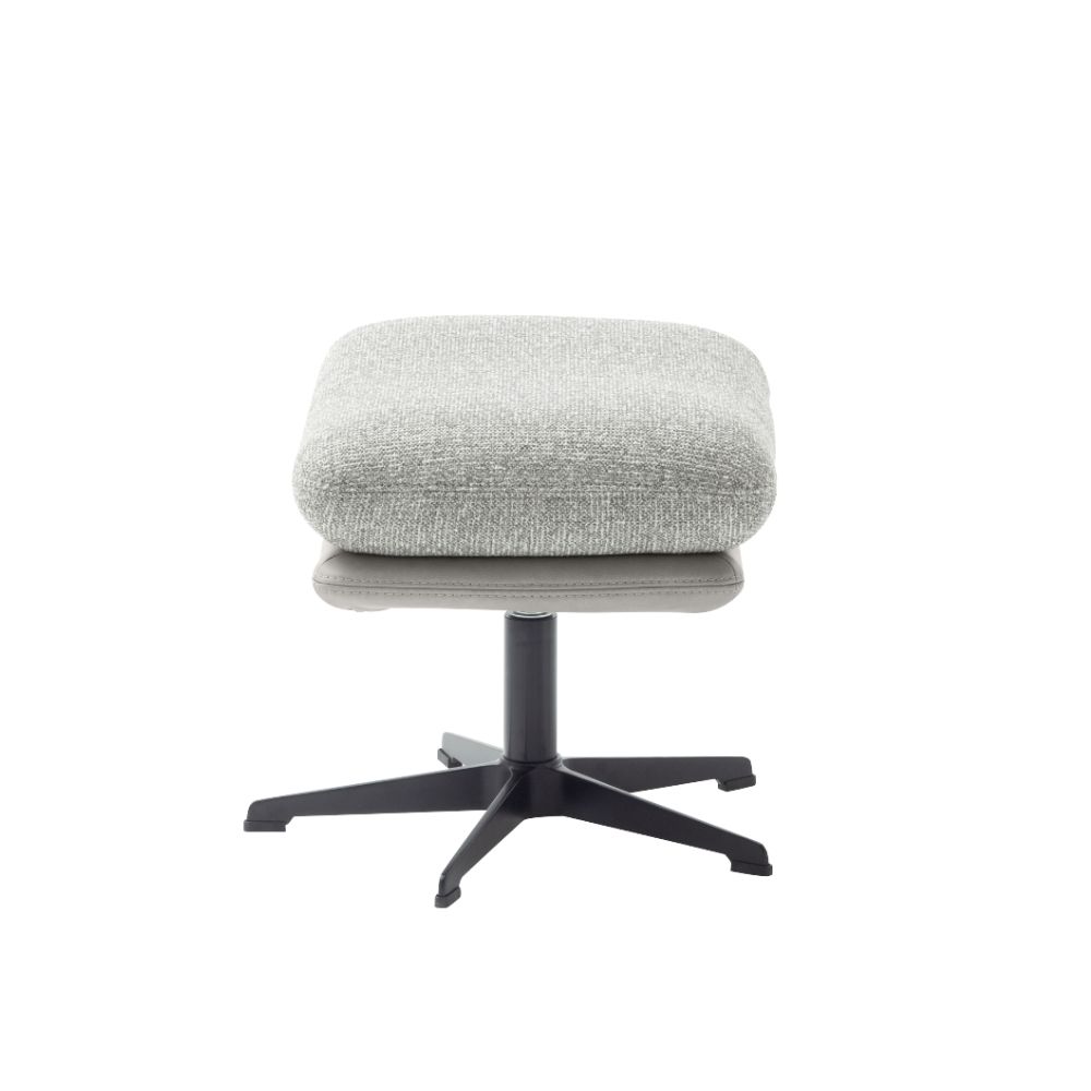 SCHÖNER WOHNEN-Kollektion Hocker KIKO in Stoff Sneak steel/Leder Evita light grey