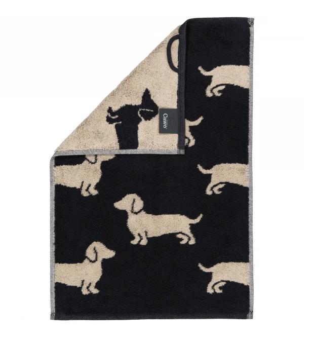 Cawö Gästetuch 30x50 cm WE LOVE DOG in 93 schwarz/beige