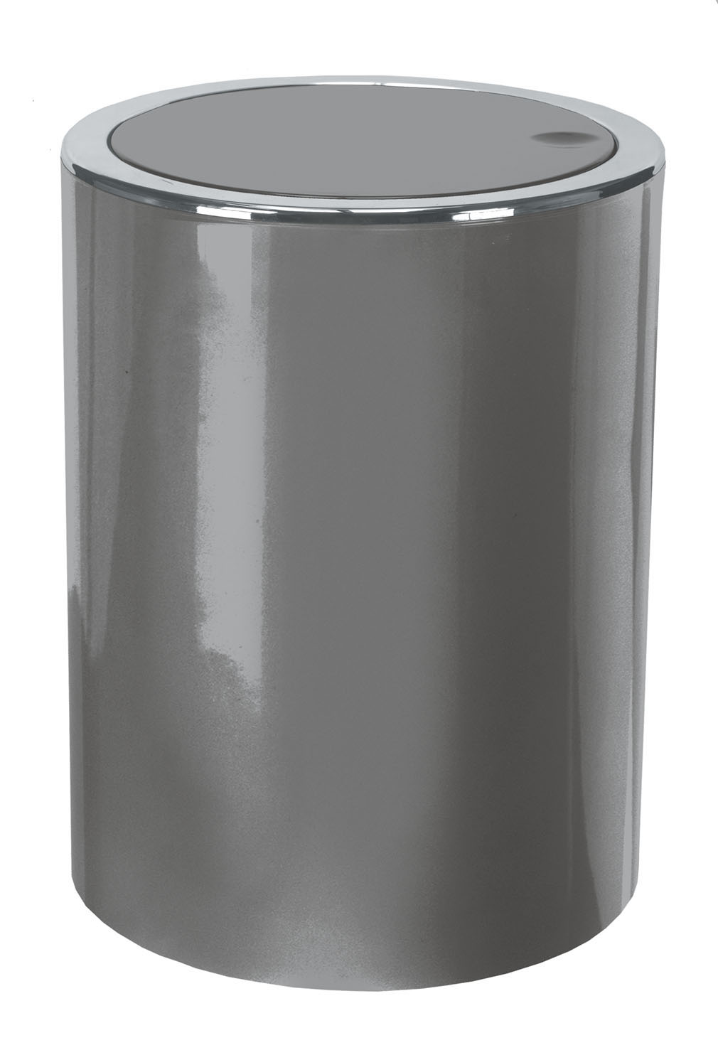 Kleine Wolke Kosmetikeimer CLAP ca. 19x19cm in Farbe Platin, Abfalleimer, Eimer, Metallisch, Rund, Deckel