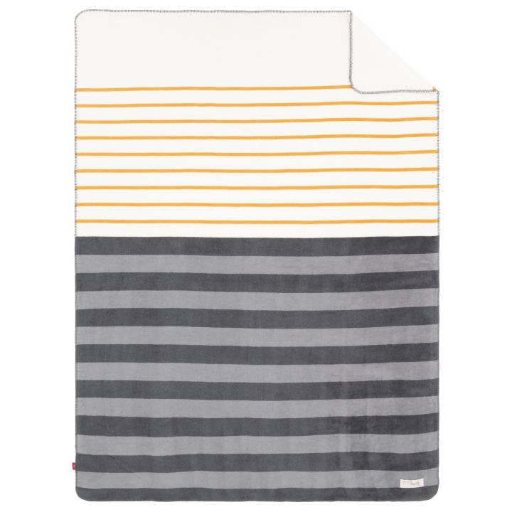 Jacquard Decke s.Oliver S.OLIVER in Grau s.Oliver Jacquard-Decke 150x200cm in Farbe grau/gelb