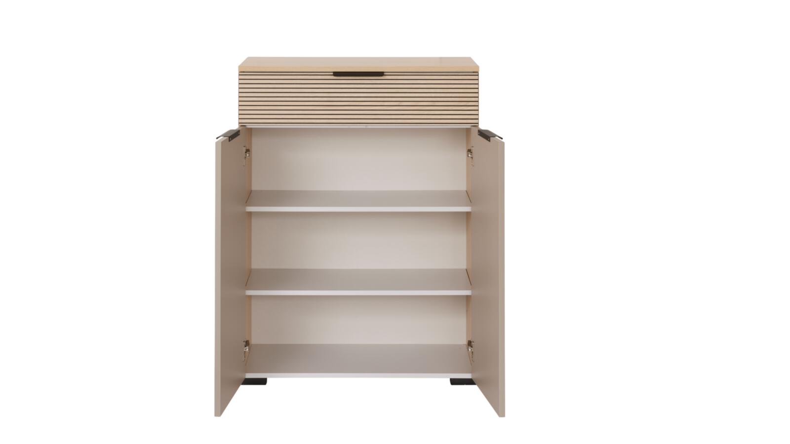 Interliving Kommode IL6015 ca.B110 H80 T38 cm in 65 Steingrau Dek./Akz.Eiche, Sideboard, Schrank, Aufbewahrung, Sand, Schublade