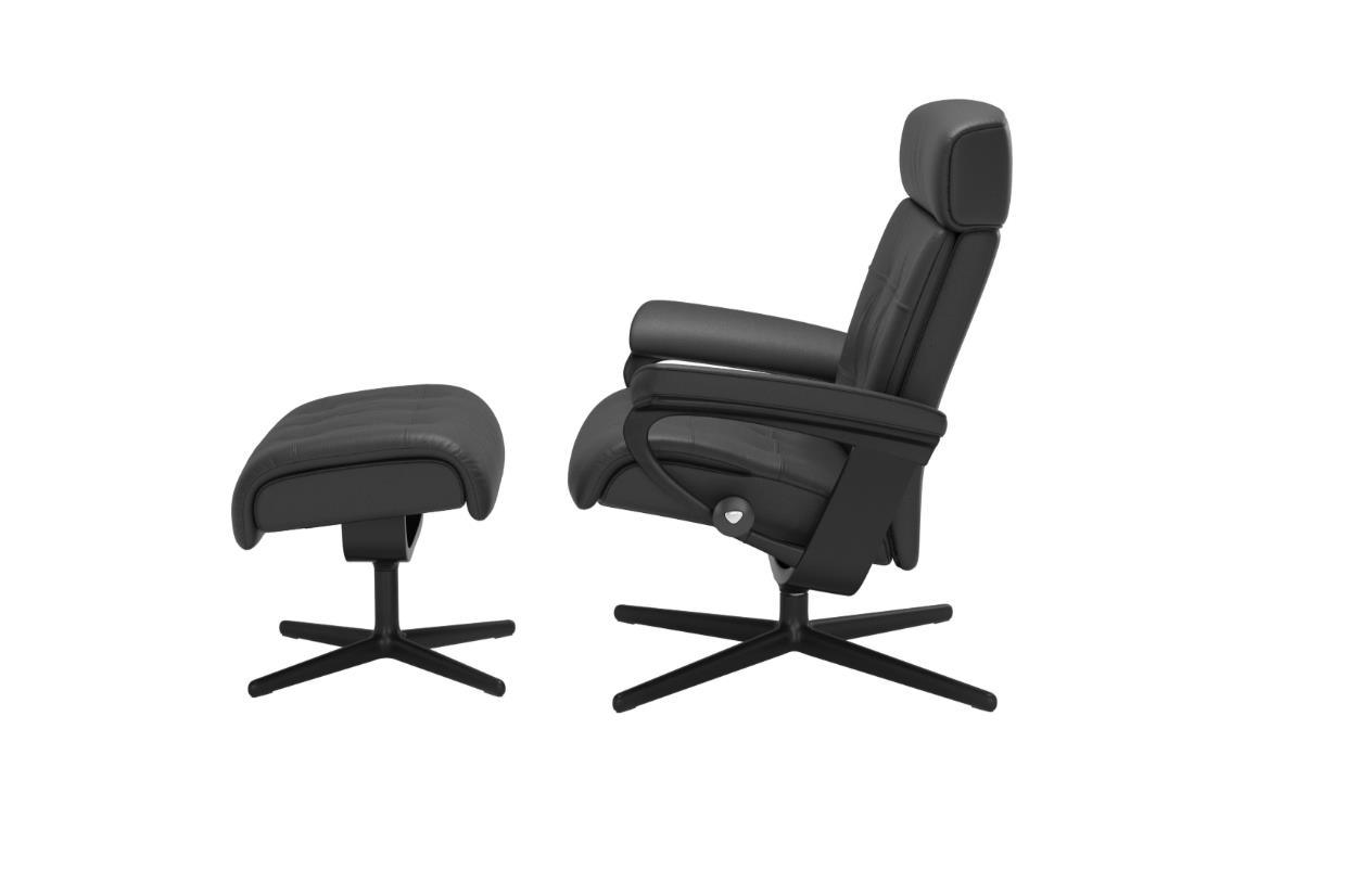 Stressless Sessel mit Hocker ERIK ca. B91 H100 T136 cm in Leder Velaro 38 anthrazit