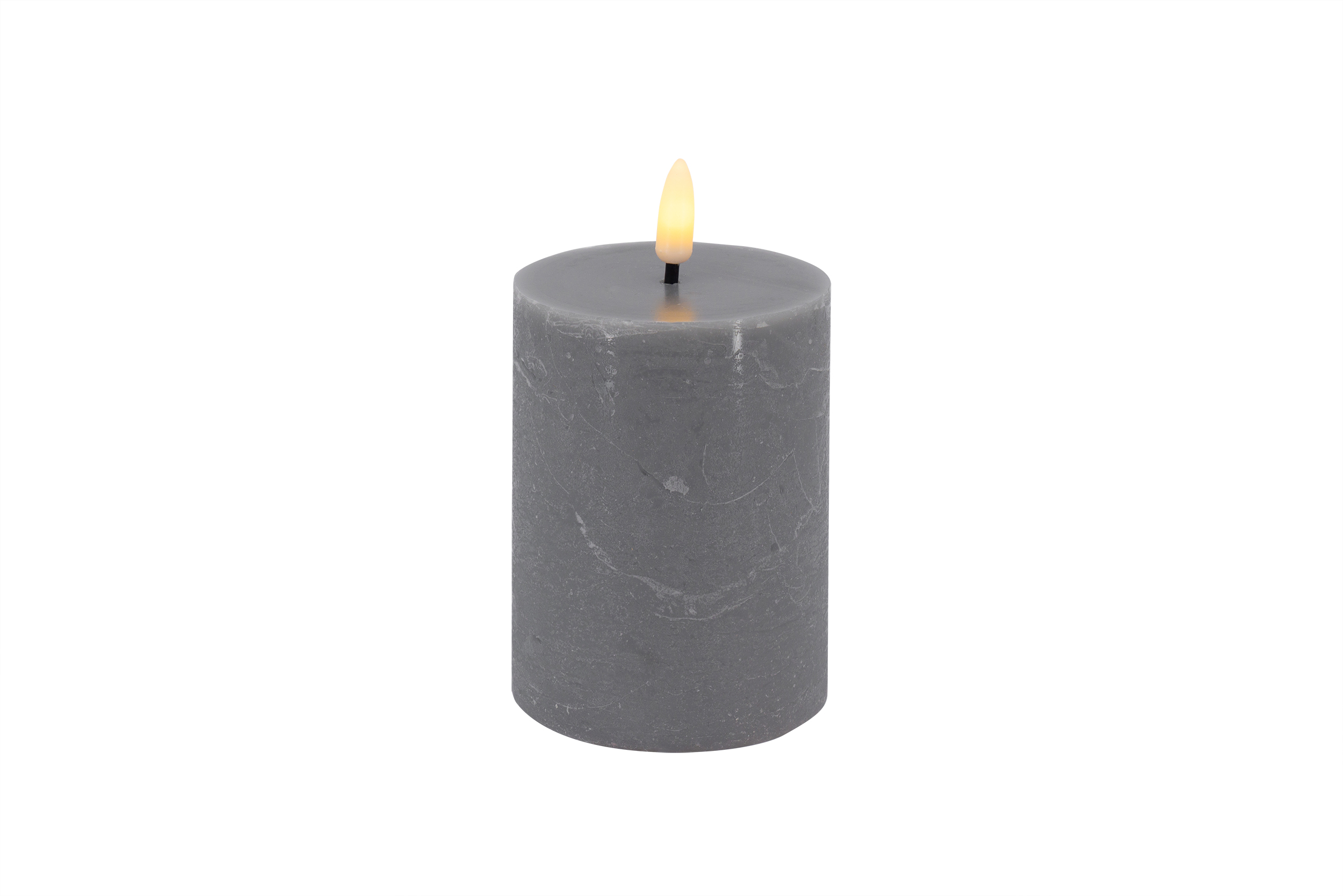 L.C. Wholesaler LED-Stumpenkerze BASIC ca. Ø 7,5, H 10cm in grey rustic, 7.5x10cm