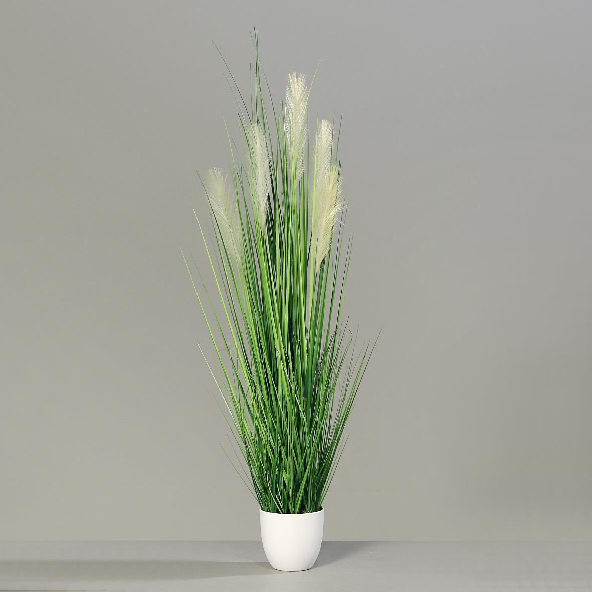 DPI Grasarrangement in Farbe Weiß, gras, pflanze, künstliche pflanze, zimmerpflanze, vasenpflanze