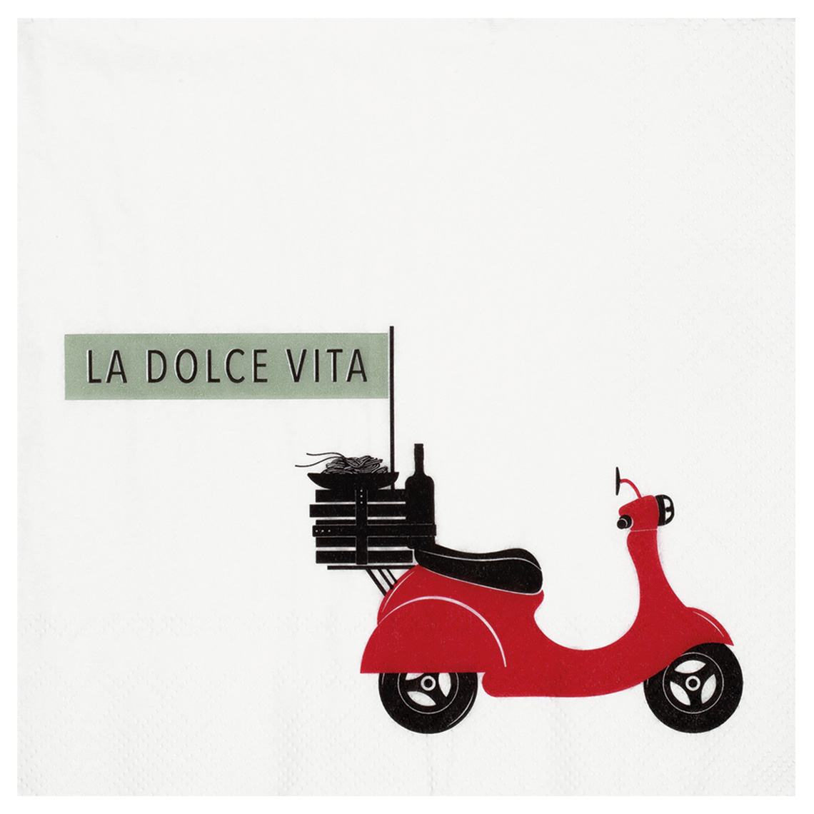 Serviette La dolce vita, Scooter, Roter Scooter, Vintage, Moped, Grafik