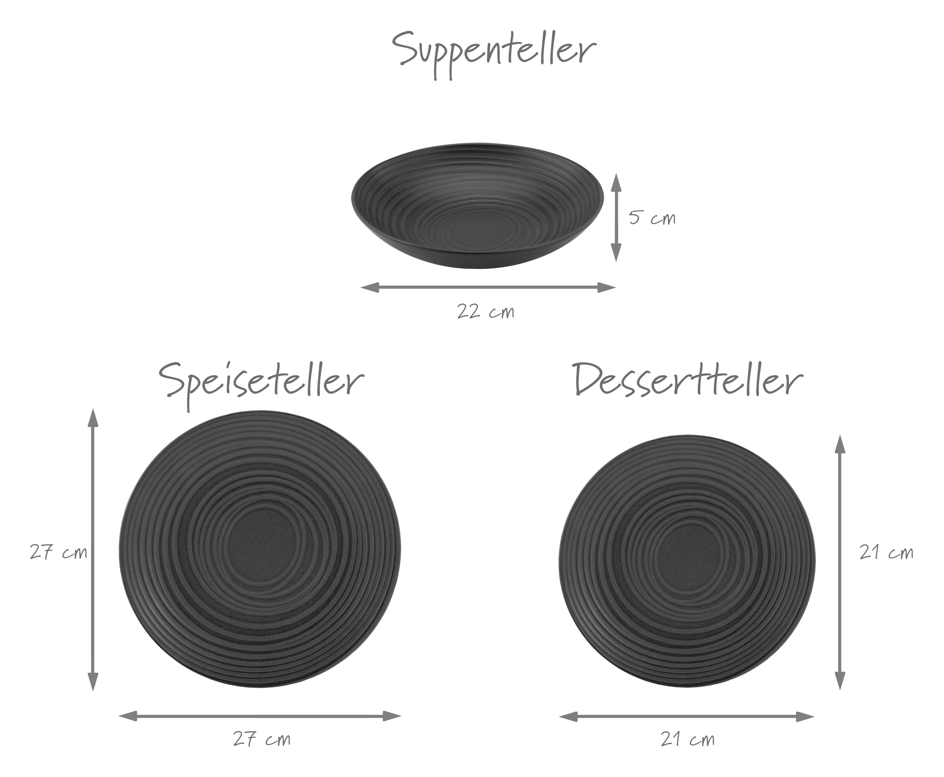 CreaTable Tafelservice Lava Stone in Farbe Schwarz matt CreaTable Tafelservice Lava Stone in Farbe Schwarz matt, Kochfeld, Drinnen, Küche, Diagramm, Handlung