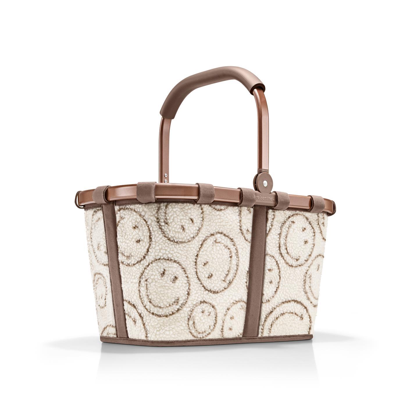 Reisenthel CARRYBAG in Farbe smiley® teddy chocolate, Tasche, Handtasche, Sherpa-Fell, Korbtasche, Samtiges Muster