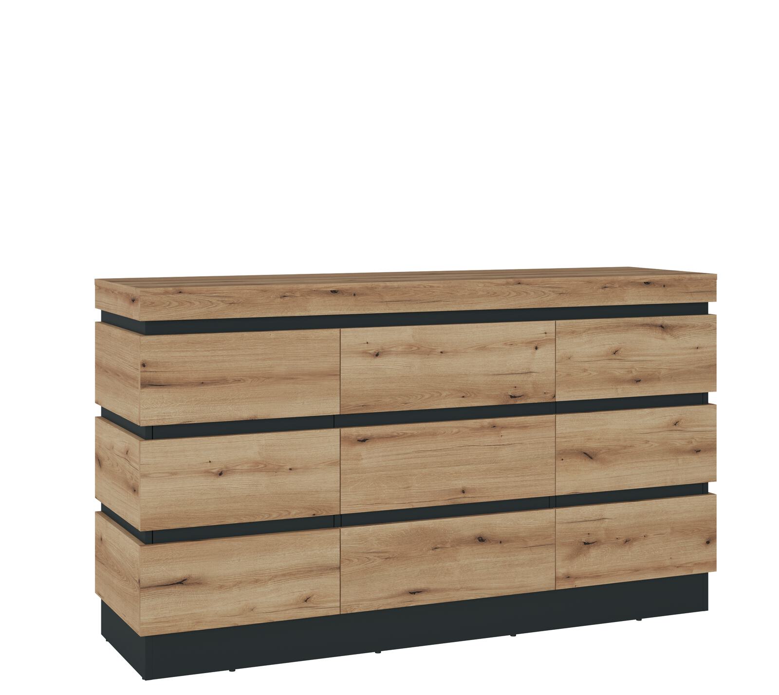 Kommode Corte ca. 161x93x45cm in Eiche Nachbildung/Cosmos grau