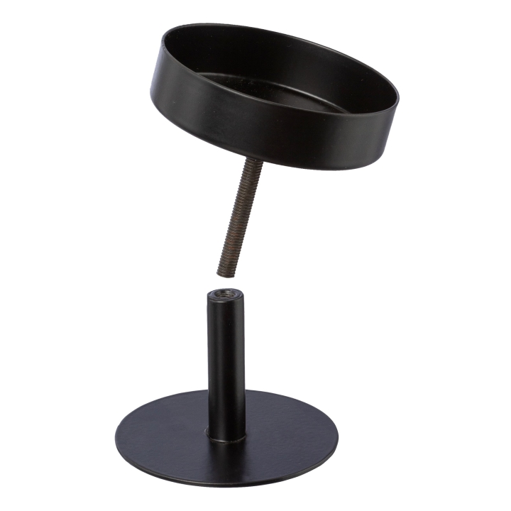 Metall-Kerzenteller 9422525-94 Metall Schwarz, Metallständer, schwarz, Rundfuß, Gewindestange, ovale Halterung
