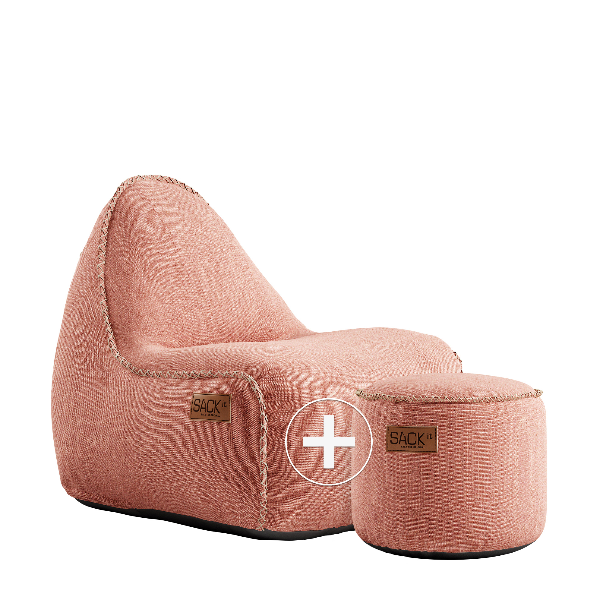 SACKit Junior-Lounge-Stuhl + Hocker COBANA in Farbe Rose