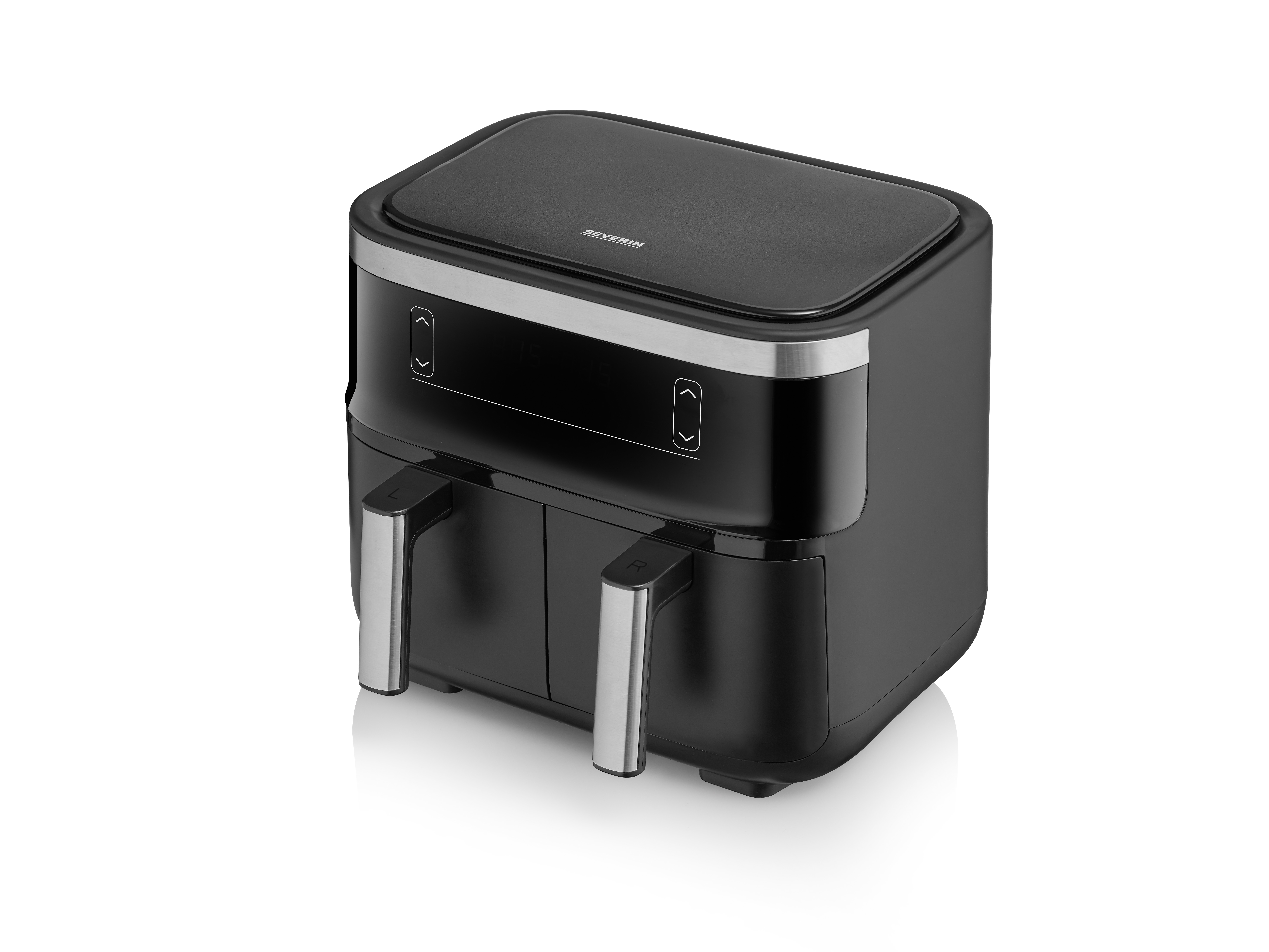 Severin Doppelheißluftfriteuse FR 2453 in schwarz/silber Doppelheißluftfriteuse 31,5 x 36,5 x 33,5 in 2850W, 2x4L schwarz/silber