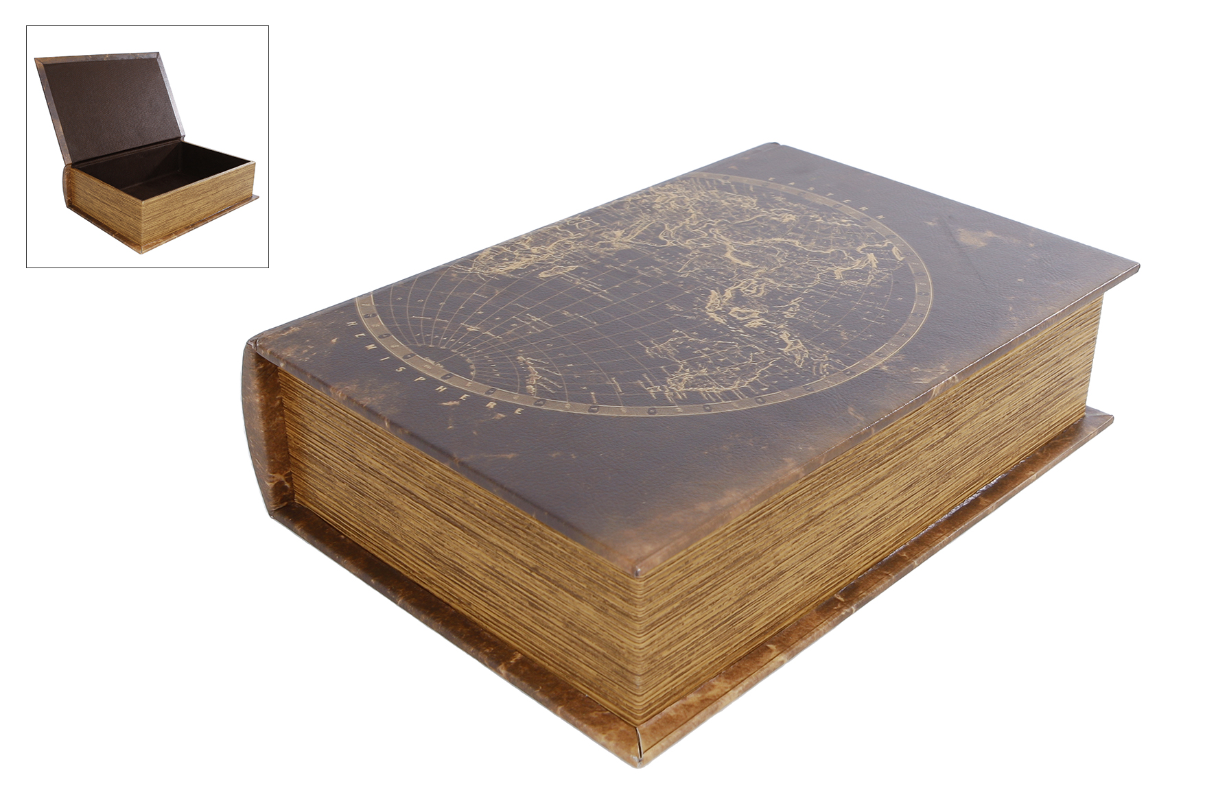 Aufbewahrungsbox BOOK WORLD L in Farbe braun/gold