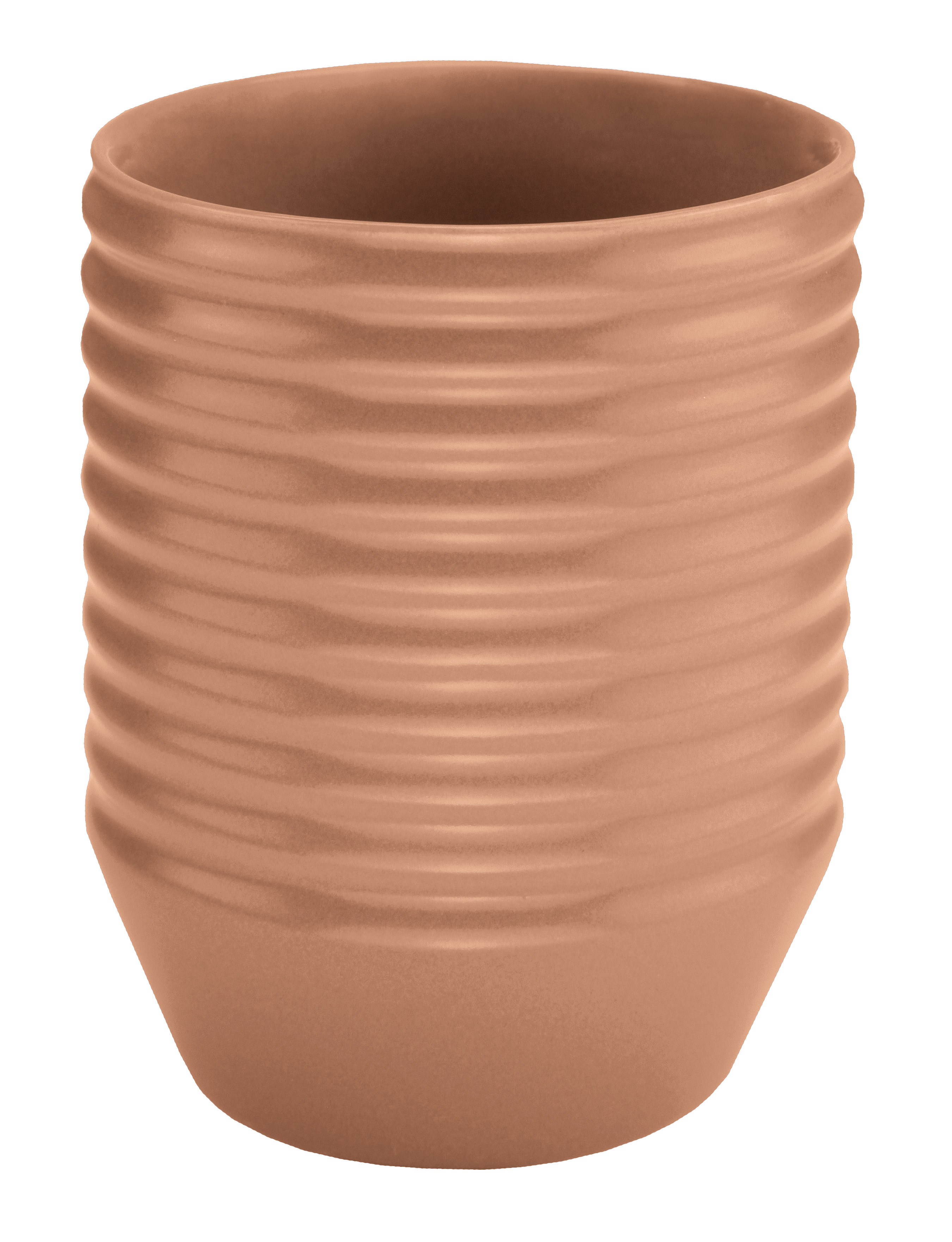 Kleine Wolke Zahnputzbecher GOLA ca. 7,7x7,7cm in Farbe Platane, Tasse, Vase, Terracotta, Rippendesign, Streifendes Muster