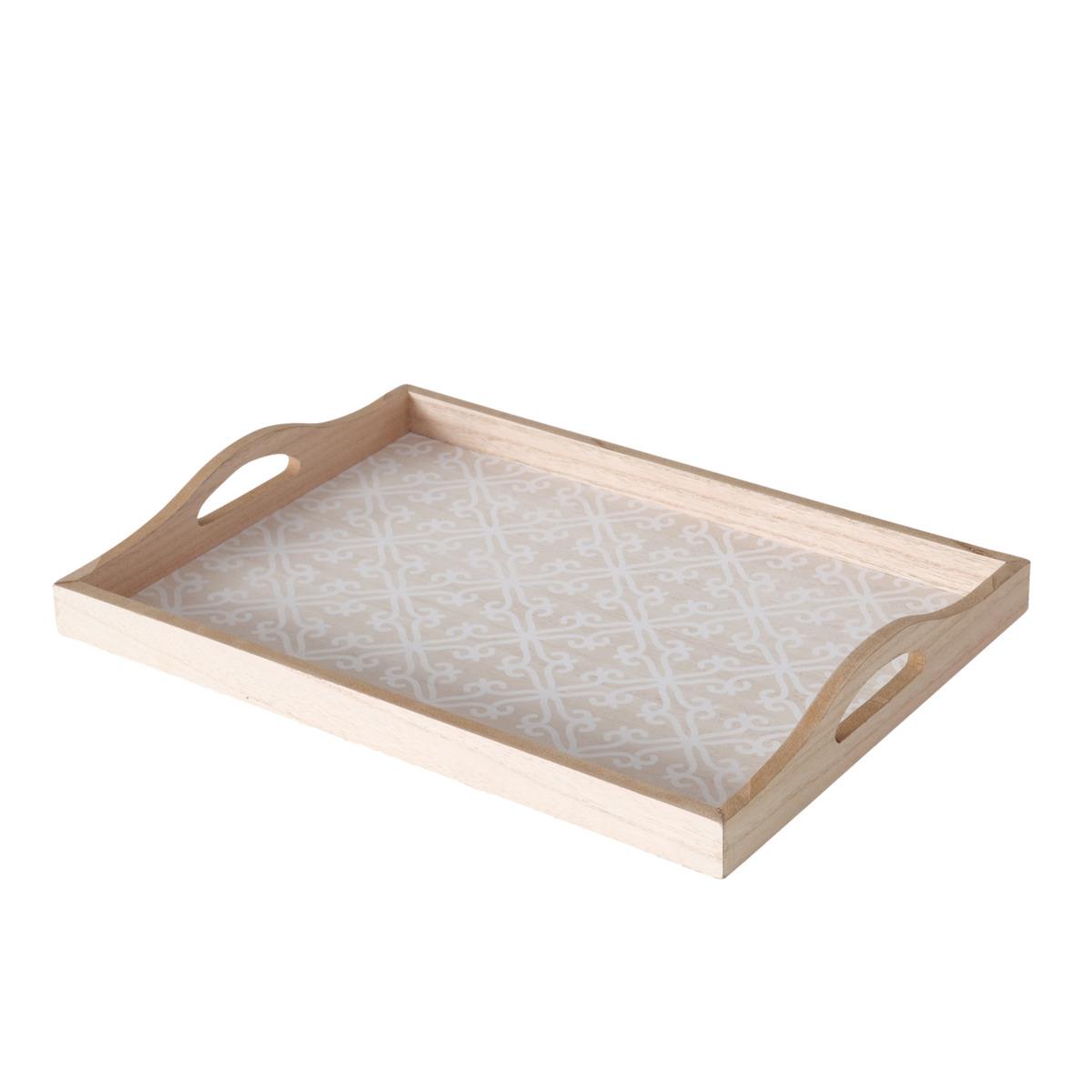 Boltze Tablett Mael 25cm MAEL in Pappel beige, natur, weiß