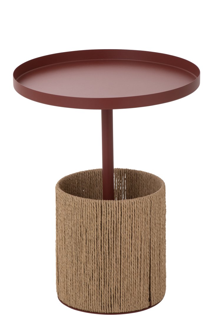 Beistelltisch Möbel Metall Rot, Beistelltisch, Rattan, Metallgestell, Roter Tisch, Korbschaft