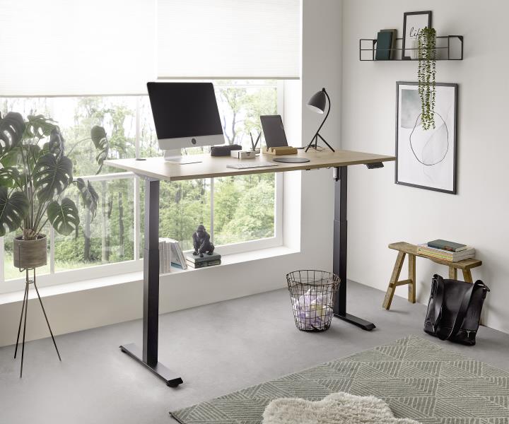 Schreibtisch-Set BEN 3 in Artisan Eiche/Gestell Metall schwarz
