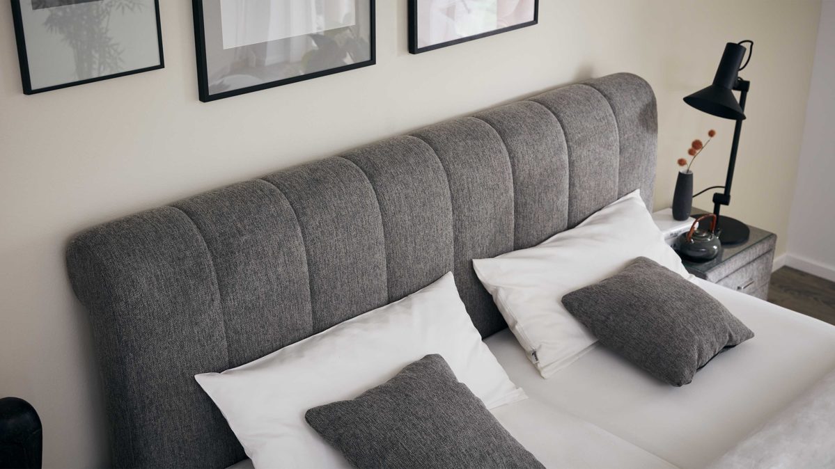 Oschmann Comfortbetten Polsterbett OC-PB20004 ca. 180x200cm in Stoff Brego grau