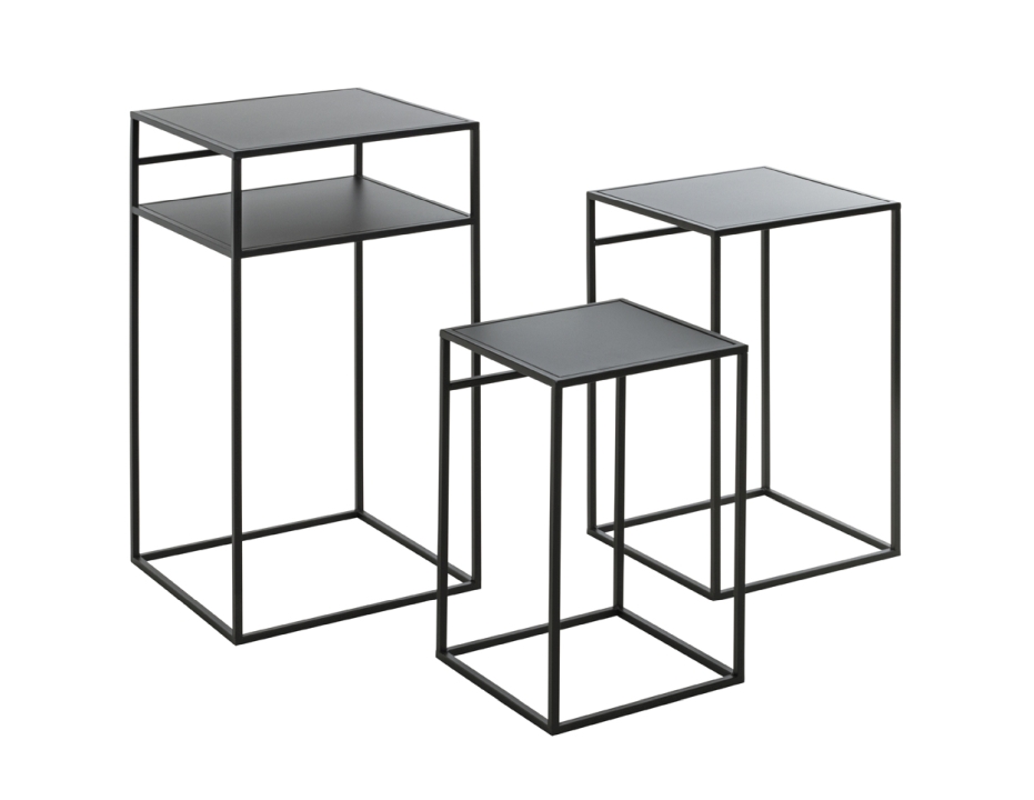 Haku Möbel Beistelltisch 3er Set in schwarz, ca. B 26 x H 42 x T 26 cm