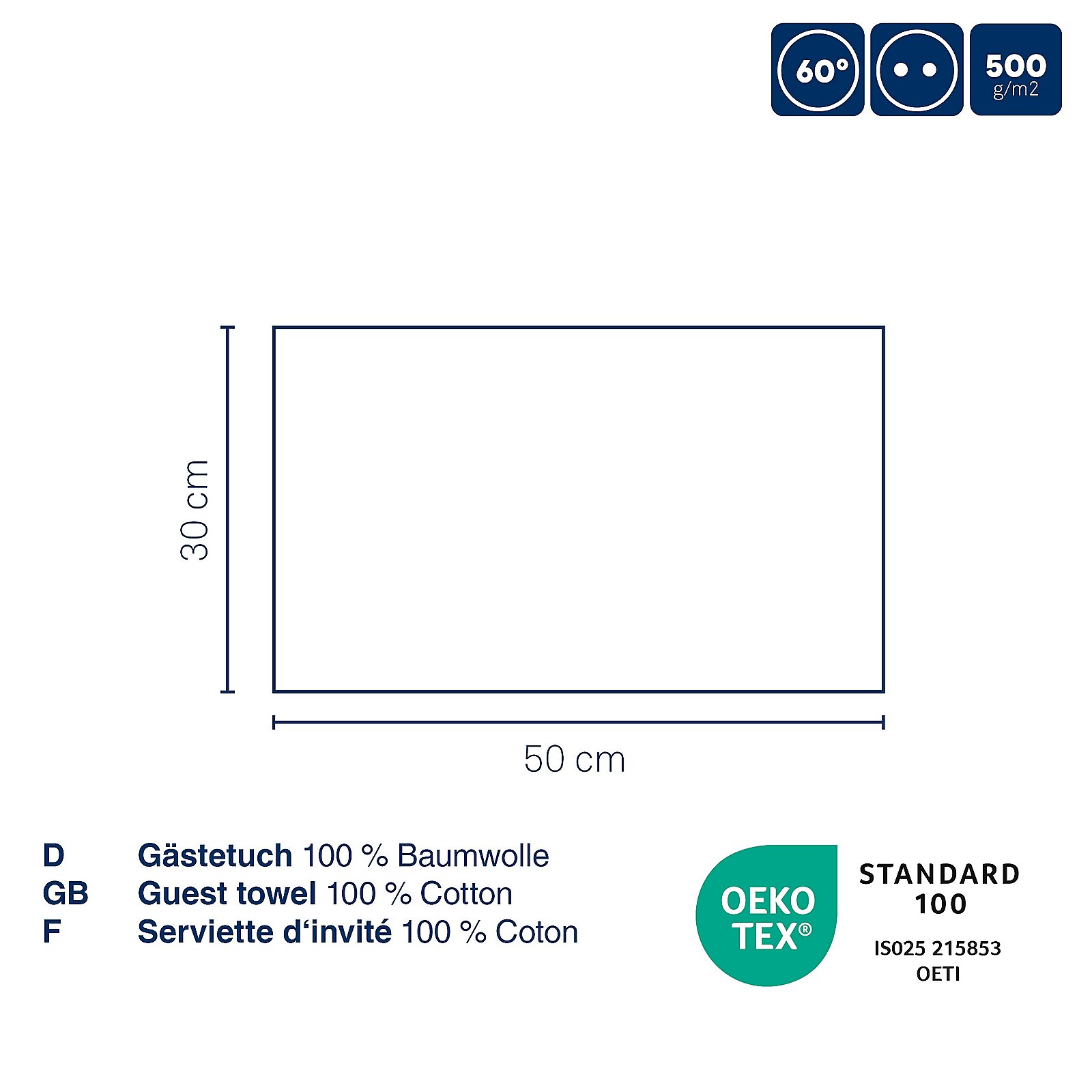 Kela Gästetuch LADESSA in Farbe Malvenblau, Gastetuch, 100% Baumwolle, Baumwolltuch, Badetuch, OEKO-TEX Standard 100