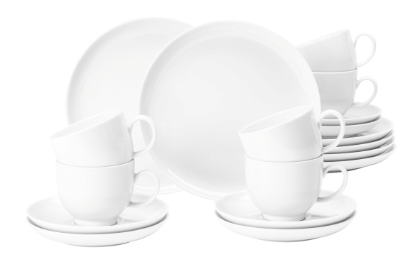 Seltmann Weiden Kaffeeservice 18-teilig rund Lido 3 weiß 