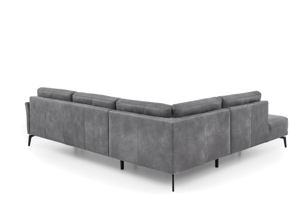 Polstergruppe PN-EM24126 ca. 298x254cm in Leder Aurelia graphit, Sofa, Ecksofa, Grau, Stoff, Beine aus Metall