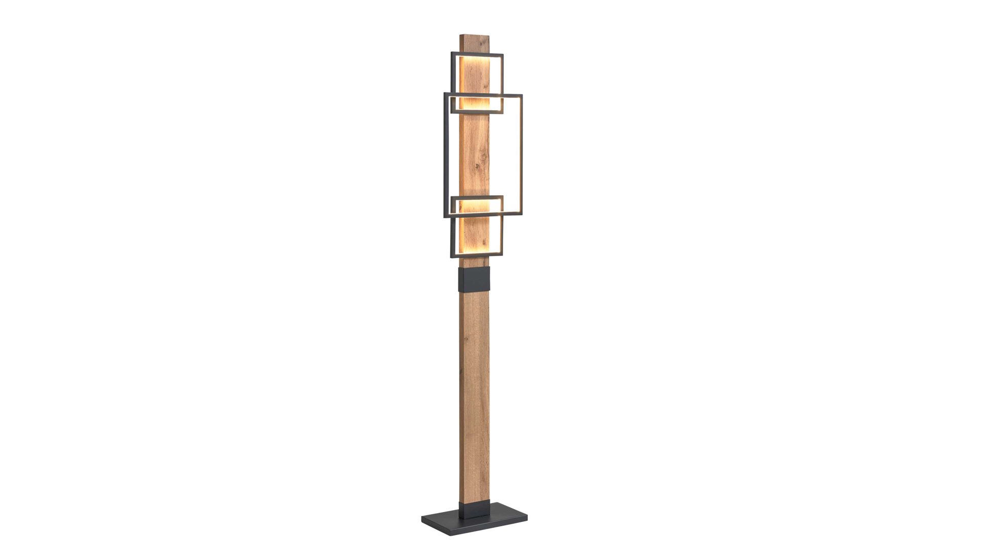 Interliving LED-Stehleuchte IL-9342 in Metall schwarz matt, Holzoptik dunkel