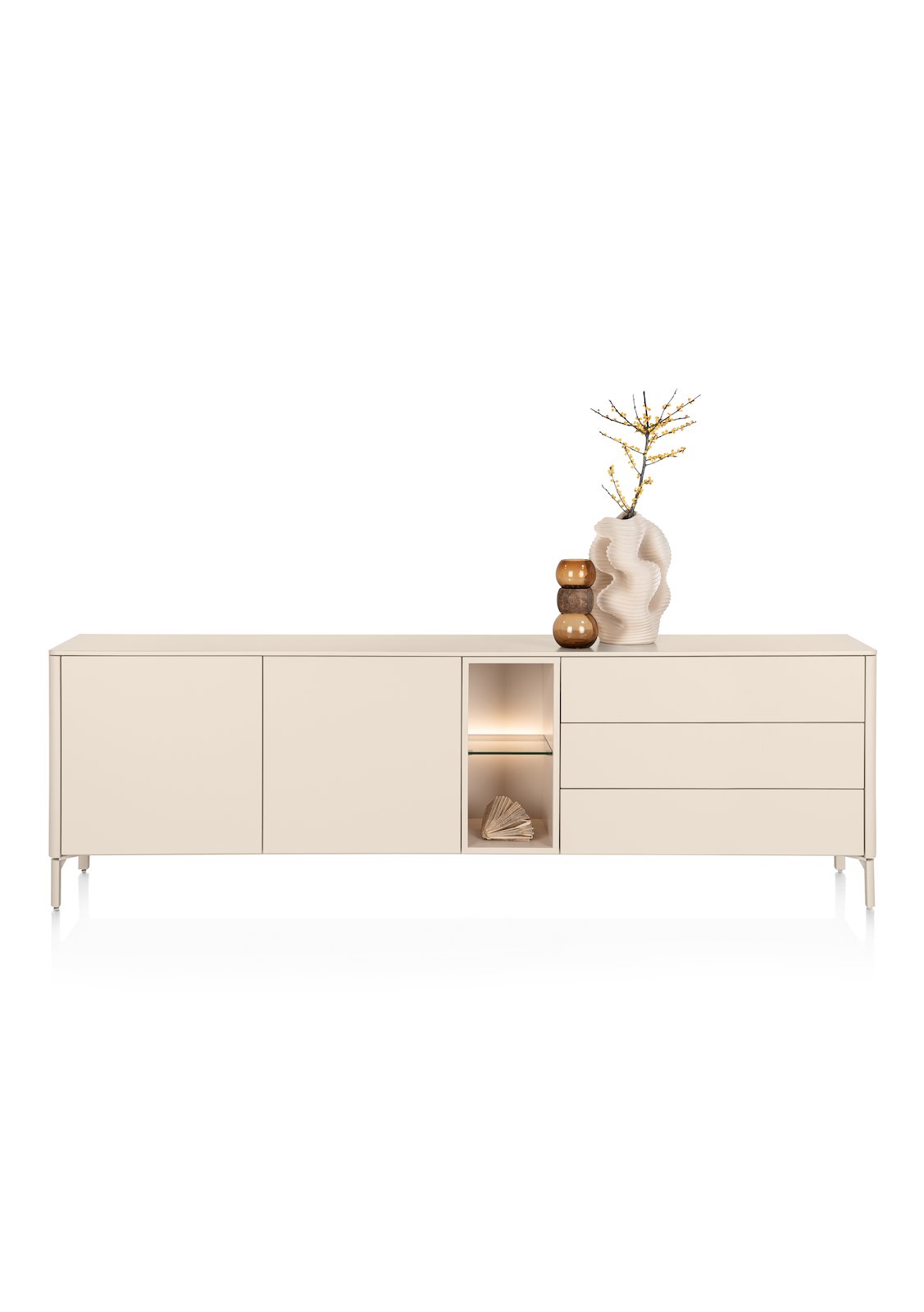 XOOON Sideboard TRENTINO ca. B240 H75 T42 cm in MDF creme lackiert XOOON Sideboard TRENTINO ca. B240 H75 T42 cm in MDF creme lackiert, Sideboard, Credenza, Beige, Aufbewahrung, offeneAnzeige