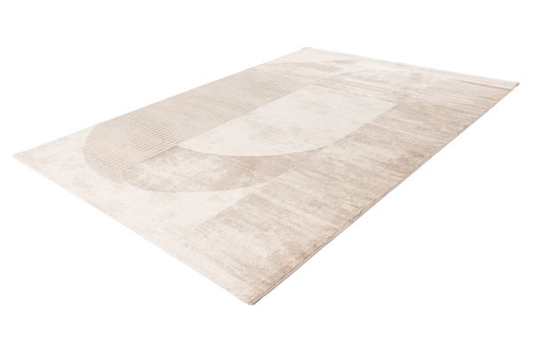 Webteppich NANCY ca. 160x230cm in Farbe beige, Teppich, Flachgewebe, Beige, Rund-Muster, Laminierte Fläche