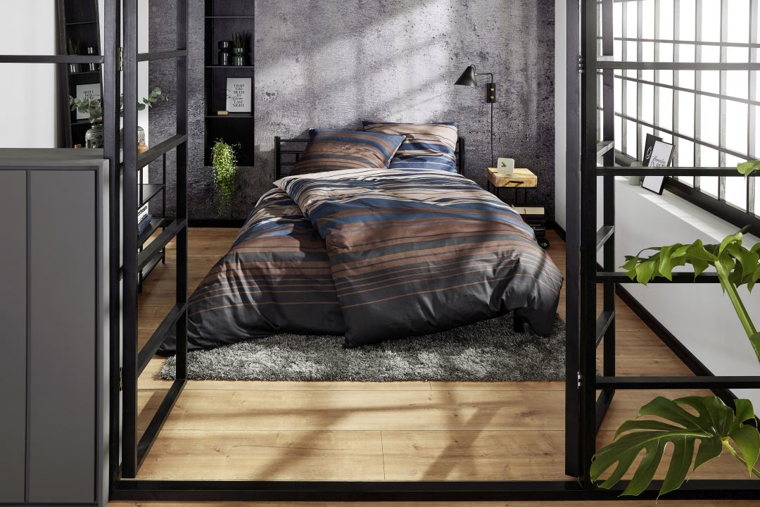 bugatti Satinbettwäsche 155x220cm in Farbe braun/blau