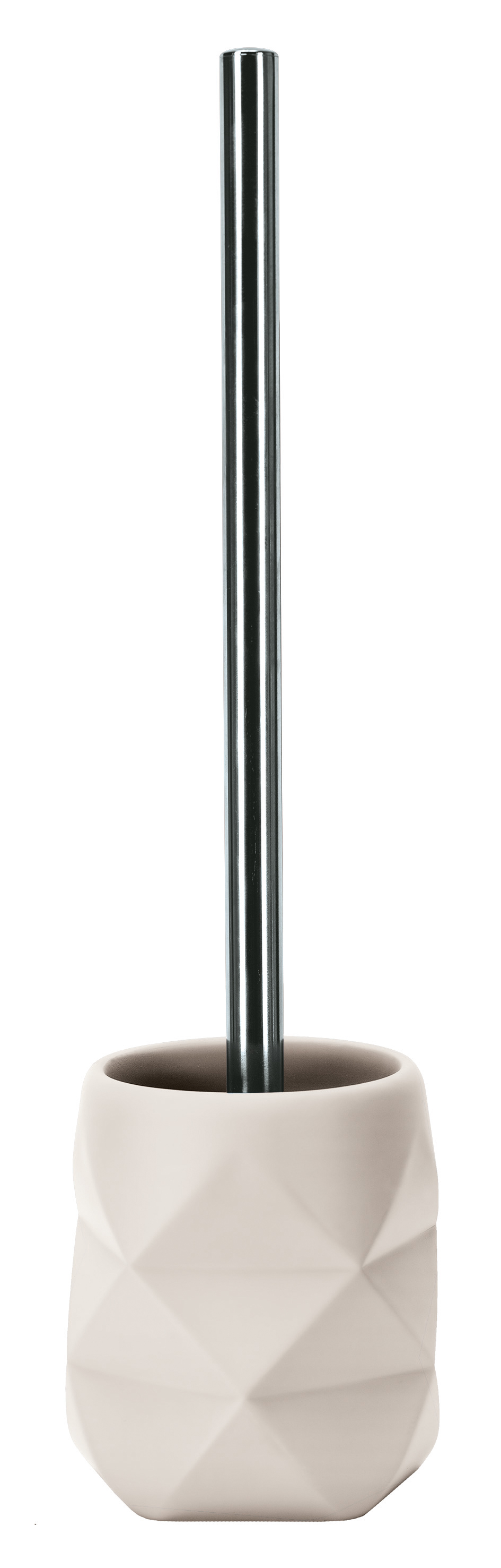 Kleine Wolke WC-Bürsten-Halter CRACKLE ca. 10,6x10,6cm in Farbe Bast, Toilettebürste, Metallstange, Geometrischer Griff, Keramikhalter, Beige/cremefarbig