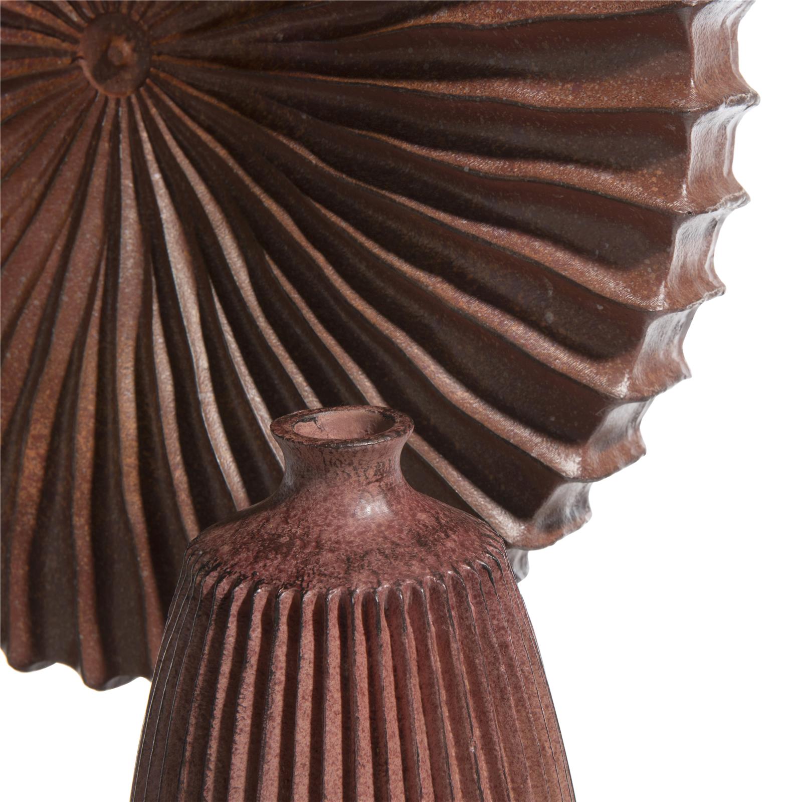 XOOON Noni Vase H14cm Coco Maison 48333-KOP, Deko-Vase, Kunststoff, Burgunderrot, Rippenstruktur, Runde Form