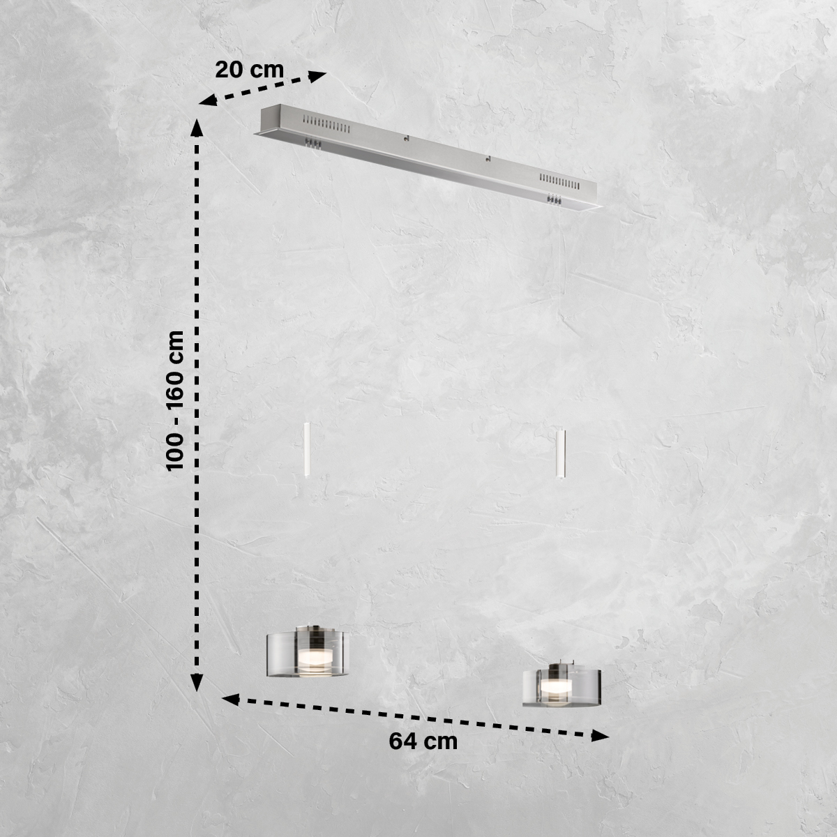 Fischer & Honsel LED-Pendelleuchte LAVIN in Nickel matt/Glas rauchfarbig