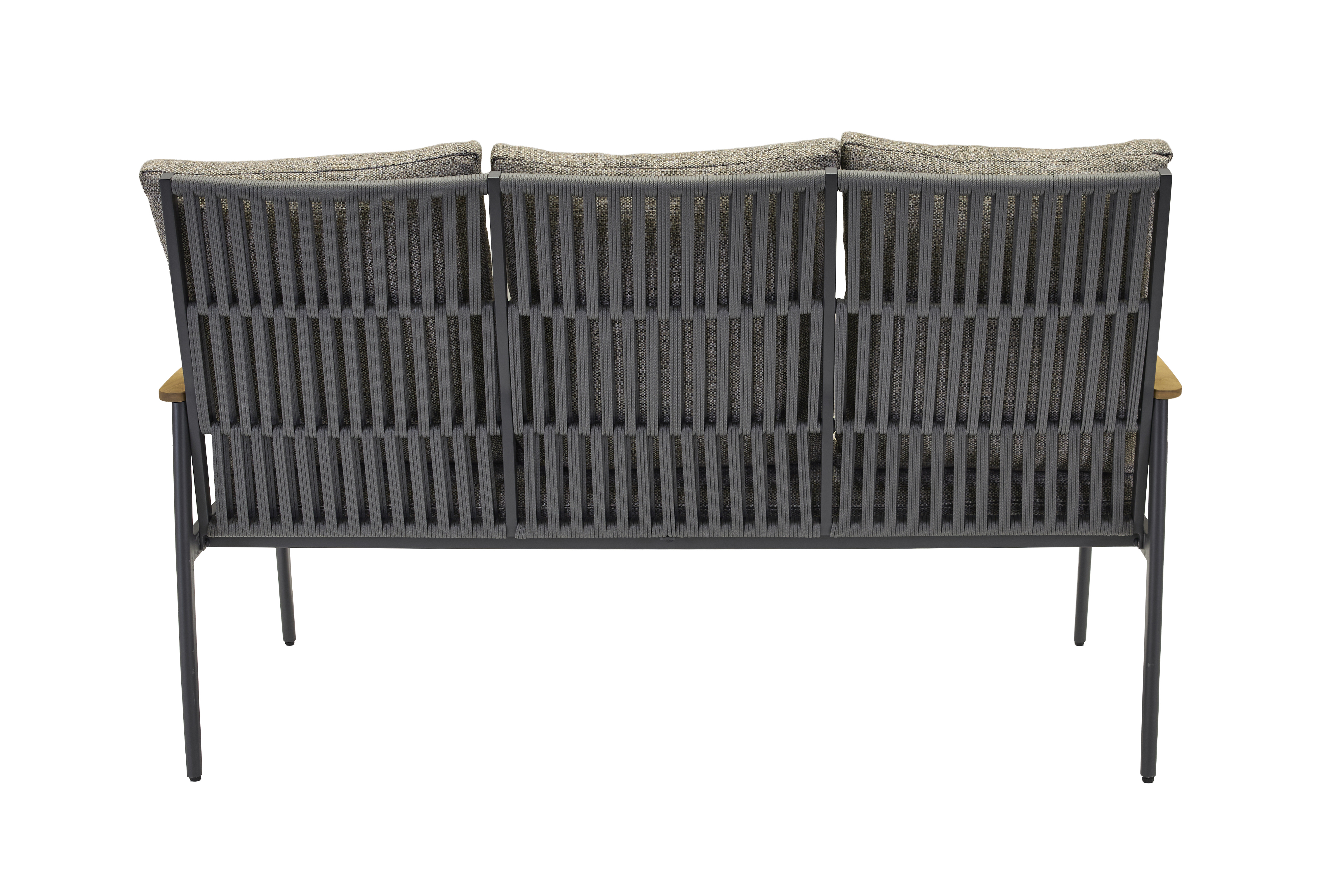 Bank AVENTO mit Geflecht in Rope-Optik grau/Gestell Aluminium anthrazit Bank AVENTO mit Geflecht in Rope-Optik grau/Gestell Aluminium anthrazit, Bank, Mobiliar, Couch, Krippe, Kissen