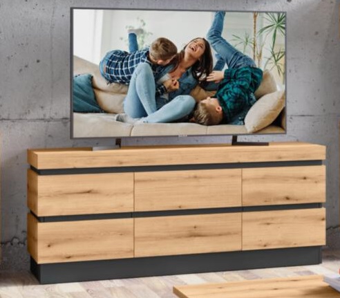 TV-Unterteil Corte ca. 161x68x45cm in Front/Korpus Evoke Eiche