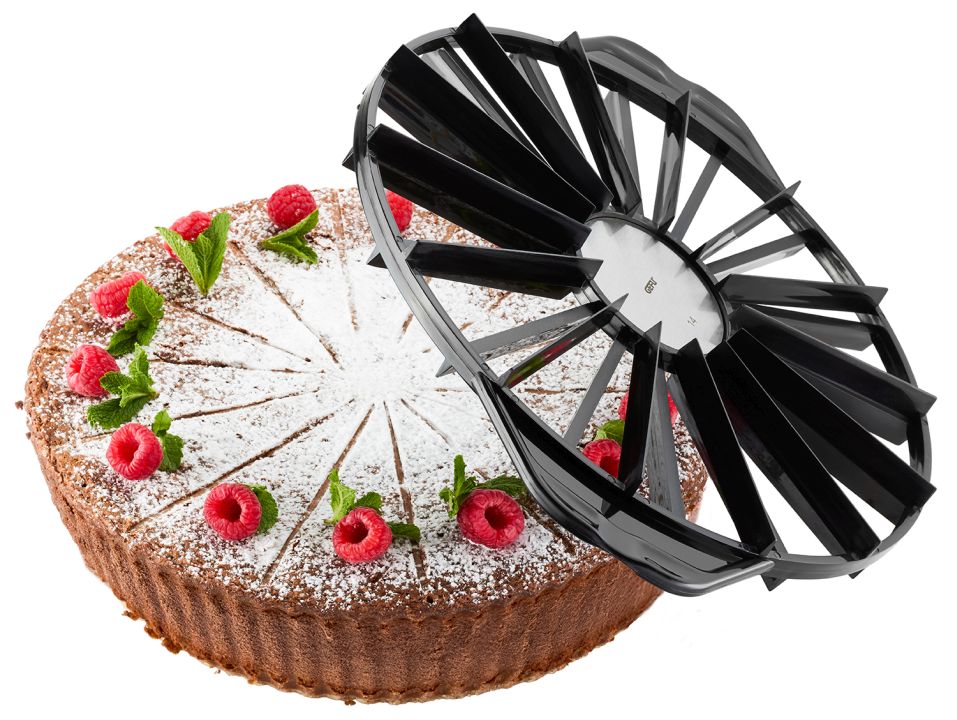 GEFU Tortenteiler COOKIE in Farbe schwarz/silber, Kuchenform, Tortenboden, Torte, Backzubehör, Springformring