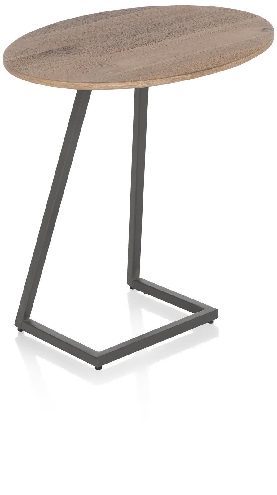 Henders & Hazel Laptoptisch TRAPANI ca. B55 H60 T44 cm in Mango furniert smoked lack., Beistelltisch, Holzplatte, Metallbeine, runde Platte, Minimalistischer Tisch