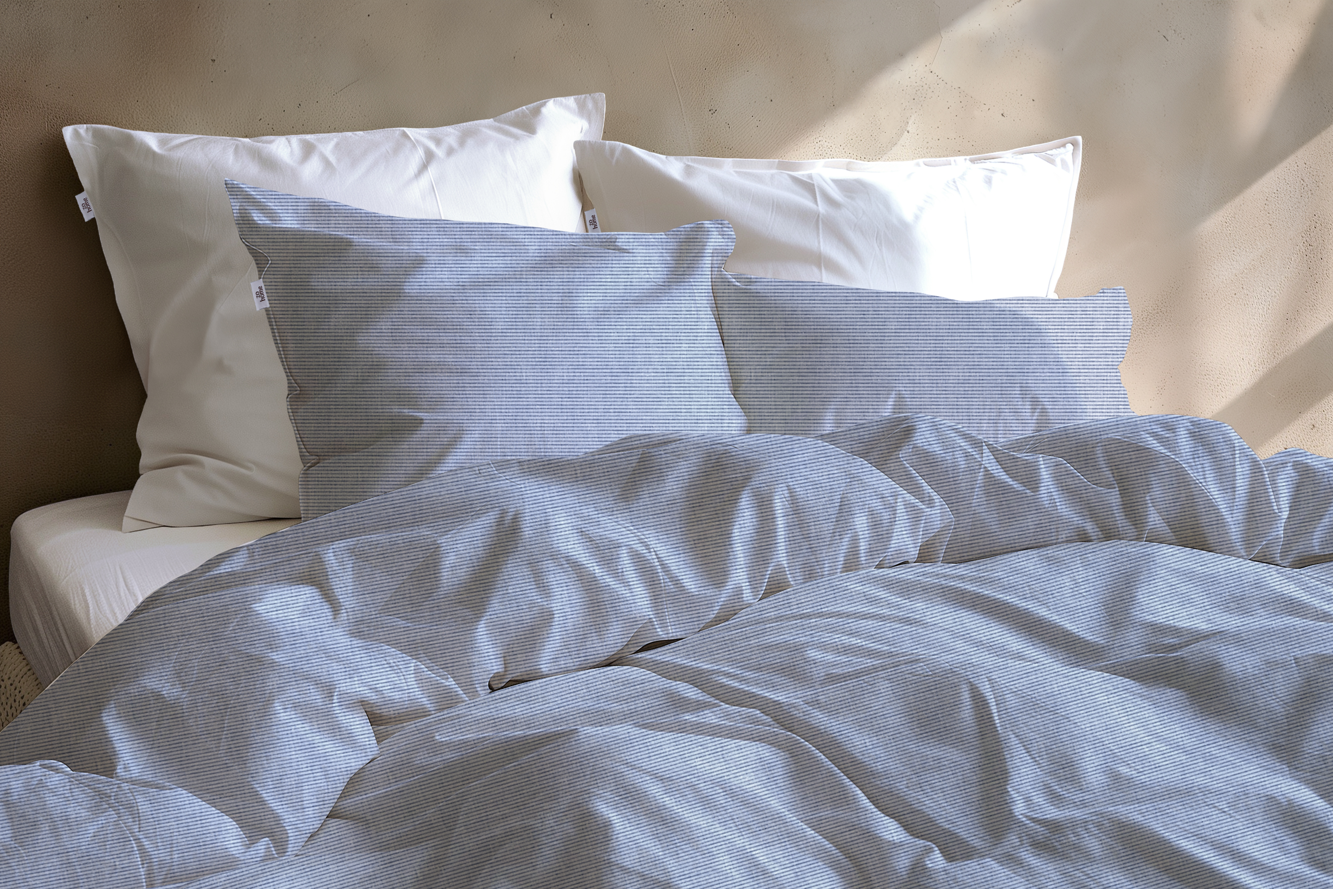 Heckettlane Bettwäsche ca. 155x220cm in Farbe Denim, Kissen, Dekoration für Zuhause, Leinen, Decke