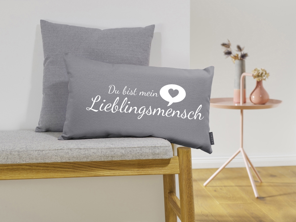 Magma Heimtex Kissen LIEBLINGSMENSCH ca. 30x50cm in Farbe grau