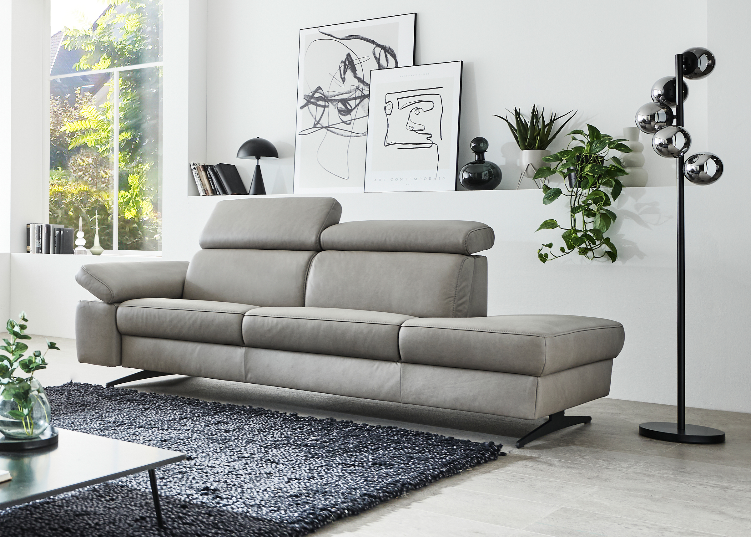 Himolla Sofa 2-sitzig 1183 366 E42 Grau, sofa, grau, leder, sektional, wohnzimmer