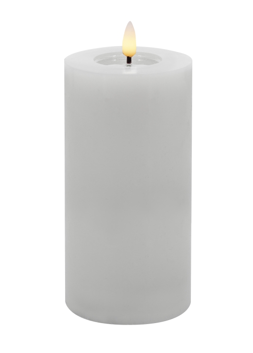 L.C. Wholesaler LED-Stumpenkerze WINTER ca. Ø 7,5, H 15cm in white smooth, 7.5x15cm