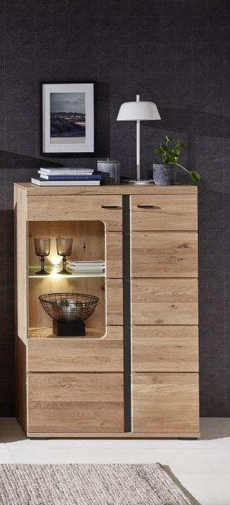 Vitrine SONOS II in Holzfarben Innostyle Vitrine Sonos II in Altesche massiv gebürstet/Old Artisan Oak Nachbildung