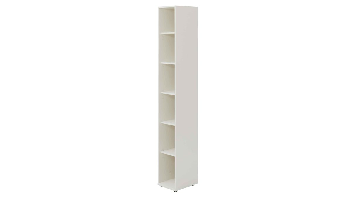 Interliving Regal-Schreibtisch-Kombination IL 2031 in Farbe Dekor/Front Tonweiß/Rückwand Risseiche, Regal, Schmal, Hängeschrank, Holzoptik, weiß