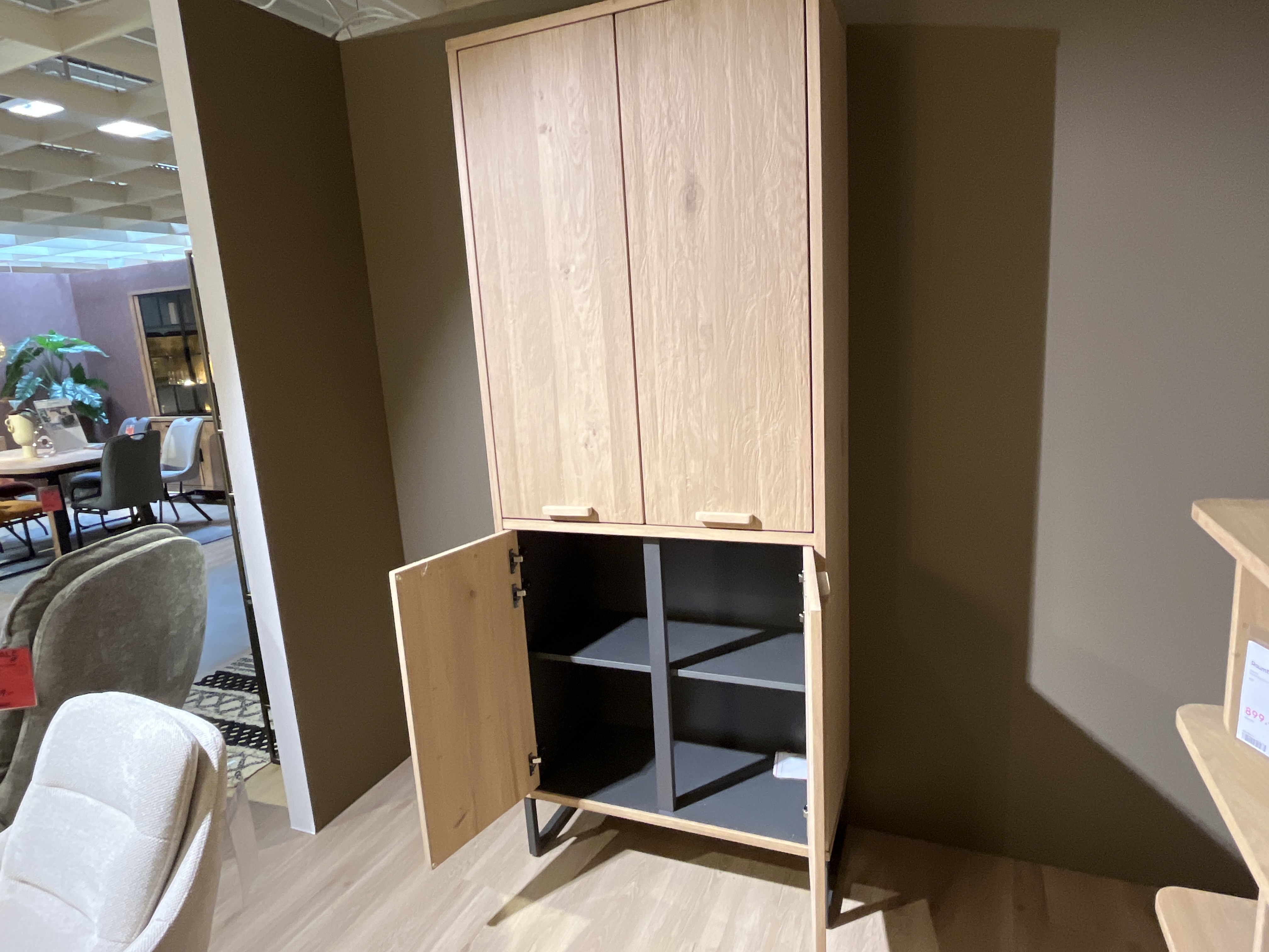 Henders & Hazel Schrank CASTELLO ca. B85 H215 T42 cm in Eiche furniert sand oak, Hochschrank, Holzoptik, Naturholzfarben, Doppeltüren, Einlegeböden