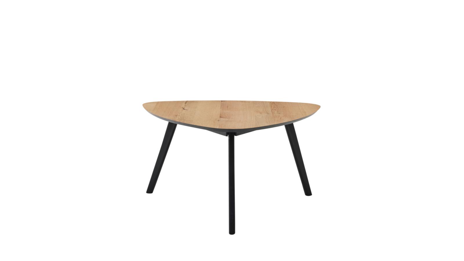 Roomio Couchtisch NO. 2002 ca. B78 H40 T80 cm in Platte Eiche Echtholzfurn.nat., Couchtisch, Holz, Eiform, schwarze Beine, Mid-Century