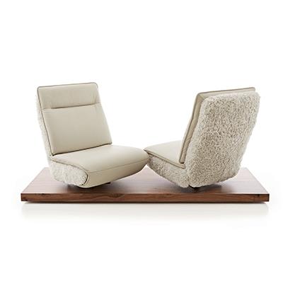 Koinor 2-Sitzer EVINO in Leder X-Happy Salt/Stoff Venga weiß