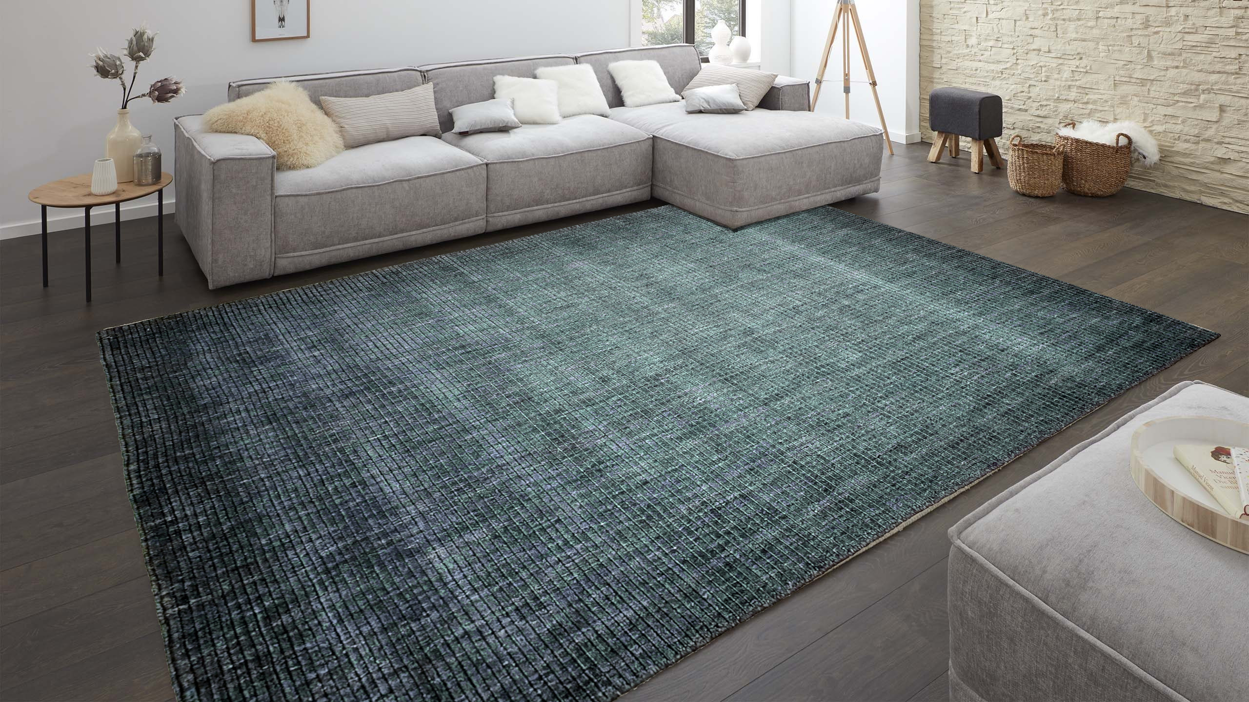 Interliving Teppich R-8120 ca. 140x200cm in Farbe petrol